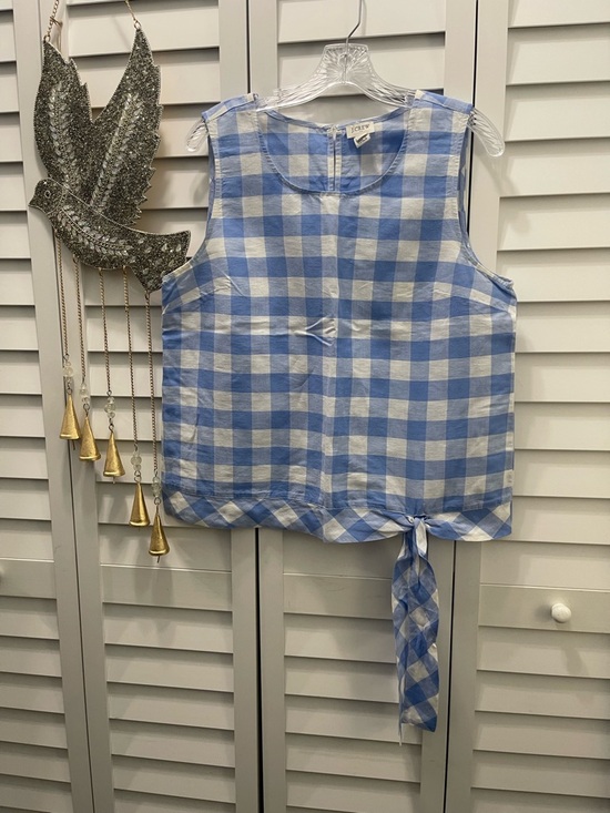 J. Crew Tops - J. Crew Blue and White Gingham Tie-Hem Sleeveless Tank